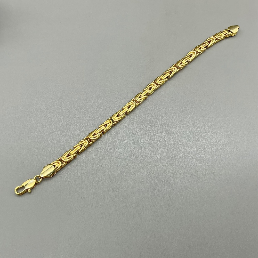 Byzantine Link Bracelet Women Gold Tone Polished Finish Lobster Claw Clasp 7.5in